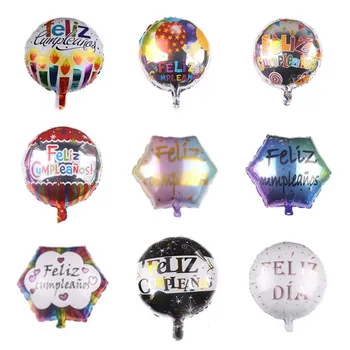 

50pcs/lot 18inch Spanish Happy Birthday Party Decoration Foil Balloons Feliz Cumpleanos round and star Balls Baby Shower Globos