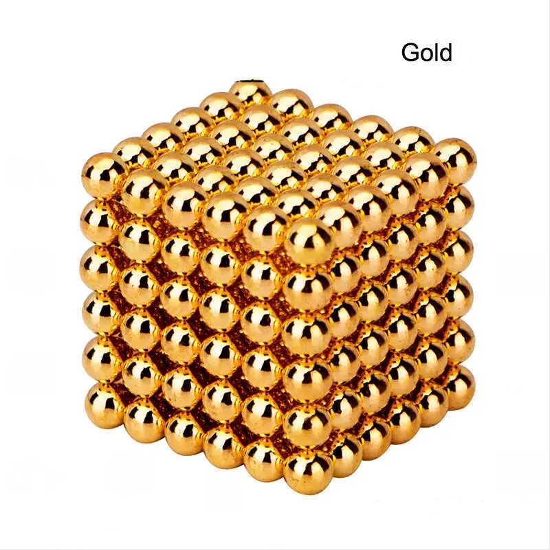 Супер магнитные блоки 3 мм 4 мм 5 мм магнитные шарики Ndfeb сильные магниты Нео Куб Забавные игрушки Упаковка в металлической коробке - Цвет: D5mm gold