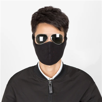 Черный Windproof Mask Activated Carbon Anti-Pollution Winter Cycling Masks Dustproof Mountain Bicycle Sport Masks Face Cover ski mask - Цвет: Черный
