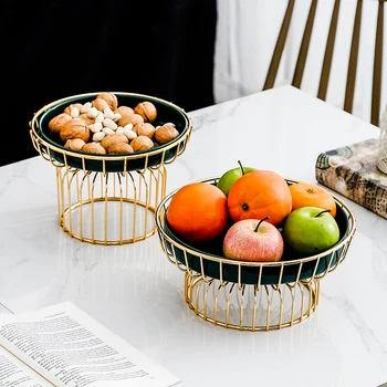 

Cretive Fruit Basket Bowl Metal Container Kitchen Ceramics Rack Fruit Vegetable Storage Holder Snack Tray Storage Bowls