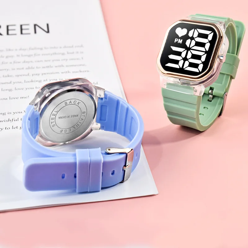 Relojes electrónicos cuadrados Led para mujer, pulsera Digital electrónica de Gel de sílice, reloj deportivo de exterior - Imagen 2