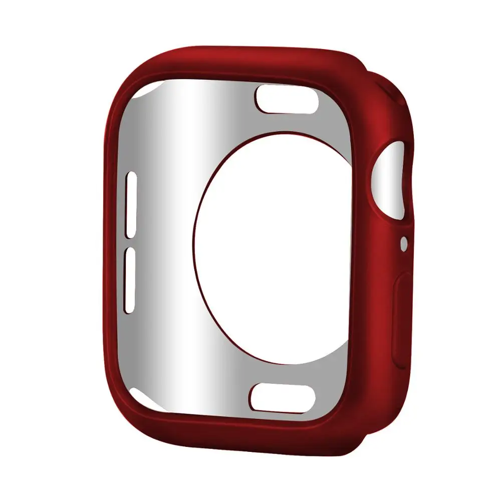 red Защитный чехол для Apple Watch 5, 4, 3, 2, 1, 44, 40, 42, 38 мм, матовый цвет, с рисунком, ТПУ, защита от падения, бампер, чехол для iWatch - Цвет: red