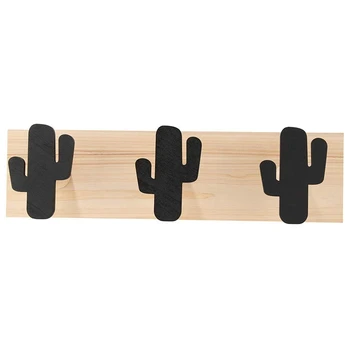 

Premium Wall Hooks,Nordic Style Wooden Cactus Wall Mount Hook, Clothes Scarf Storage Hanger Holder Black