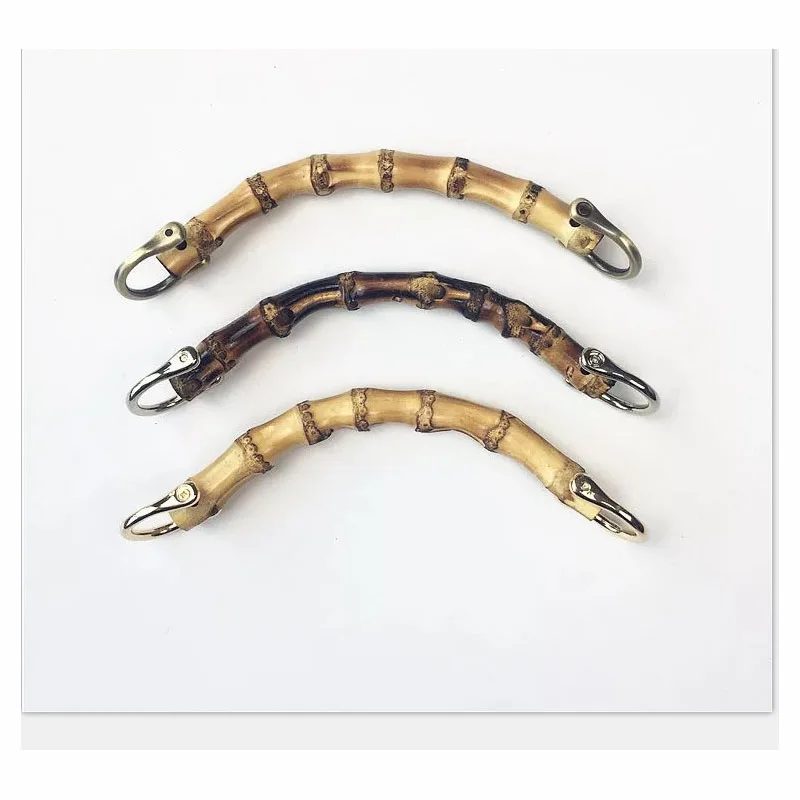 

2Pcs Bamboo Material Bag Handbag Handle Women Purse Arc Handle Coffee/Natural Color with Metal D Ring DIY Bag Parts Accessories