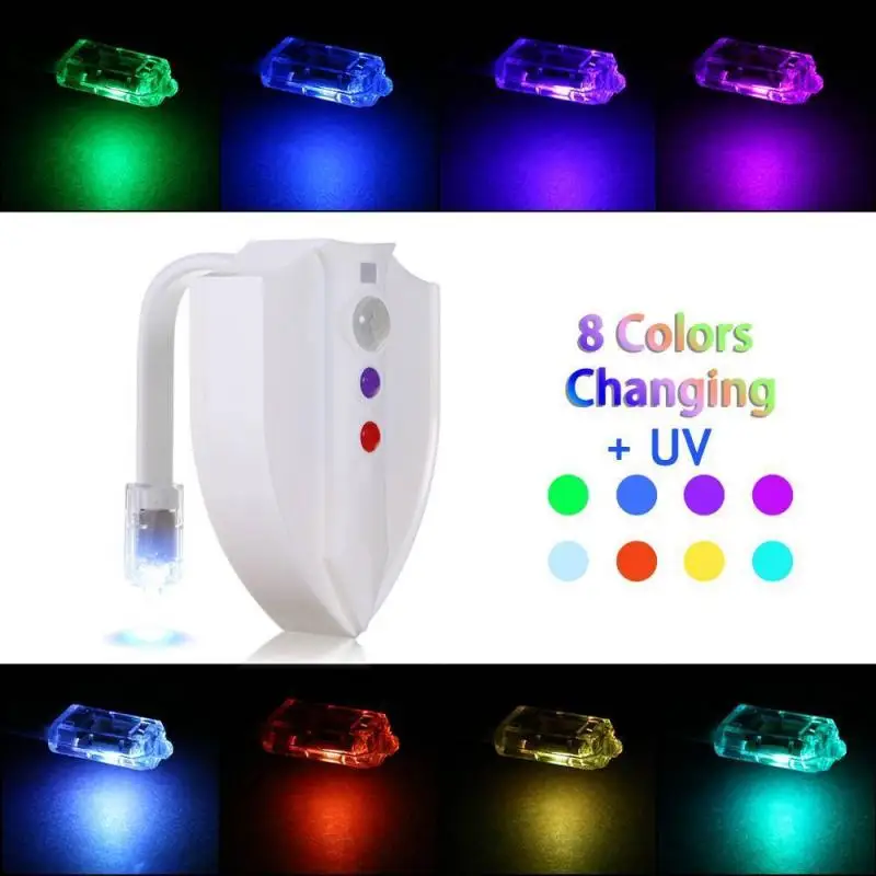 8 Colors 1UV 2 Modes LED Toilet Bathroom Night Light Activated Seat Body Motion Sensor UV Germicidal Sterilizer | Лампы и освещение