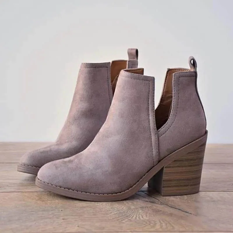 

LOOZYKIT Slip-on Women Ankle Boots Casual Platform Shoes 2019 Fashion Woman Mid Heels Western Boots Slip On Winter Women Shoes