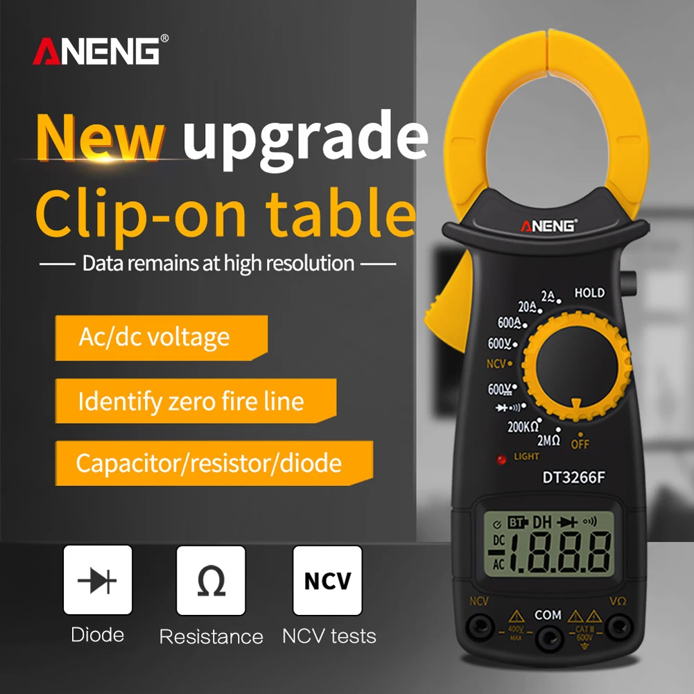 

Digital Display DT3266F Digital Clamp Meter Clamp Multimeter Amperemeter with Buzzer for Professional Electrician Testing