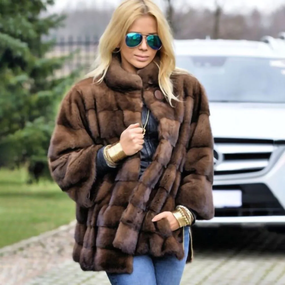 Новое поступление шуба TOPFUR из меха норки Женская Шуба на молнии со съемным