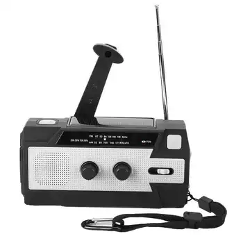 

MD-090P Portable FM/AM Radio Solar Hand Crank Flashlight Radio SOS Alarm FM/AM/NOAA Waveband White USB Charging New