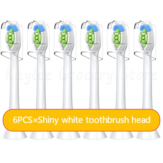 Replacement Electric Toothbrush Heads Compatible With Philip Sonicare Electric Toothbrush HX6930 HX6530 HX9342 HX6232 HX6064 6PCS Shiny white
