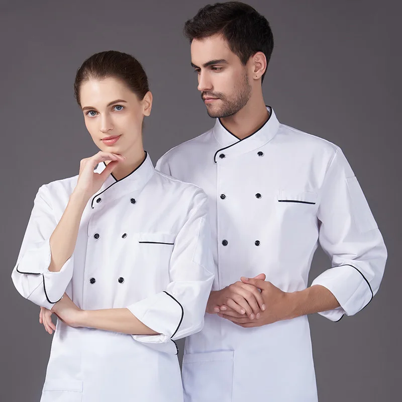 Long-sleeve jacket Vkamoli, куртка шеф-повара с длинным рукавом, униформа для отеля, ресторана, ресторанного обслуживания, рубашка повара, оснастка, унисекс, пальто, одежда повара, Рабочая форма - Цвет: Long-sleeve jacket