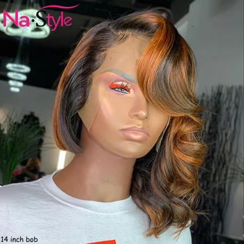 

Ginger Lace Front Wig For Black Women Glueless Orange Wig Human Hair Wigs 13x4 Highlight Body Wave Hair Brazilian 130% Remy