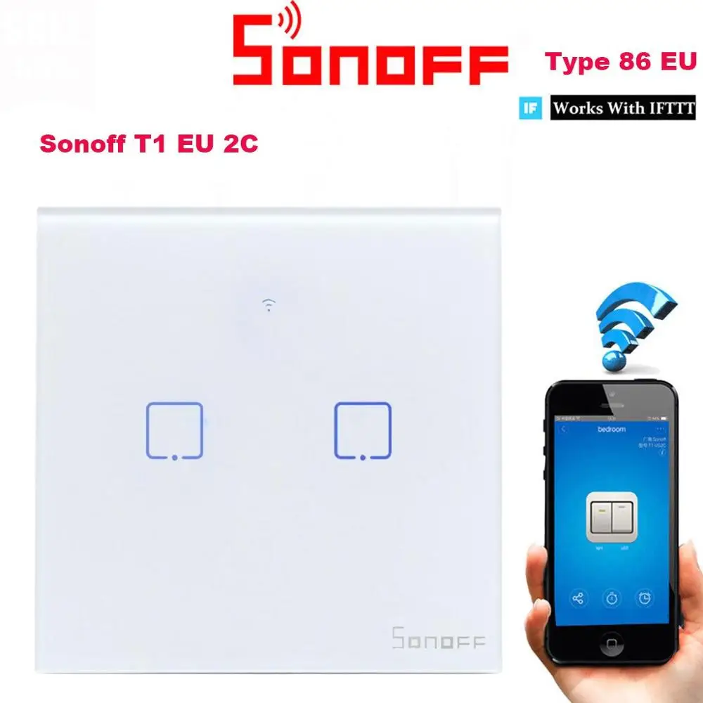 Sonoff T1 US/EU 1C 1,2, 3 банды Wi-Fi панель дистанционного настенного приложения контрольный светильник переключатель времени