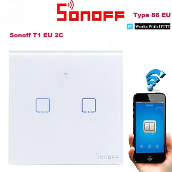 

Sonoff T1 US/EU 1C 1,2,3 Gang WiFi Panel Remote Wall APP Control Light Timing Switch