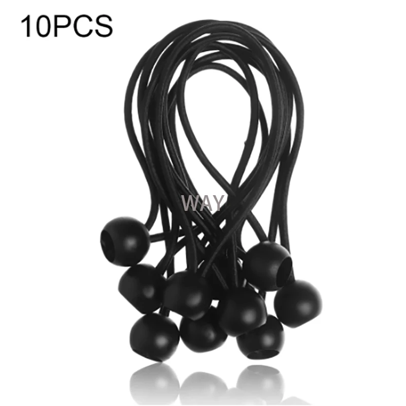 10PCS Black Ball Bungee Pack Shock Elastic Tie Loop Cord Fixing Securing Trailer Ropes Buckle Backpack Accessories Outdoors Tool