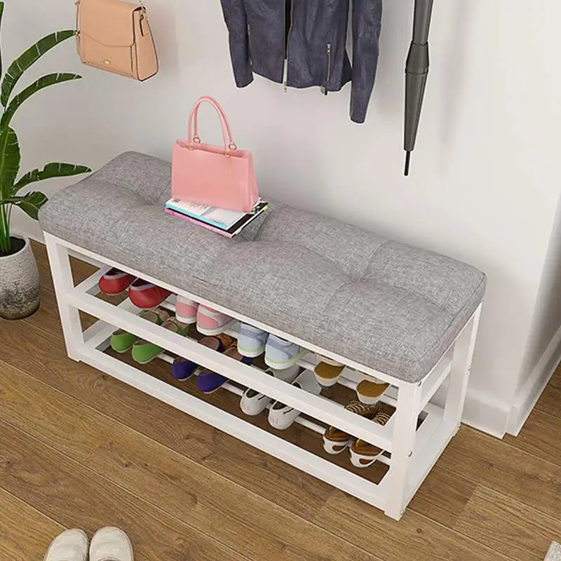 

2 Tier Simple Change Shoe Storage Stool Living Room Shoe Rack Shoe Bench Organizer Cabinet Hallway Seat Chair Shelf Holder