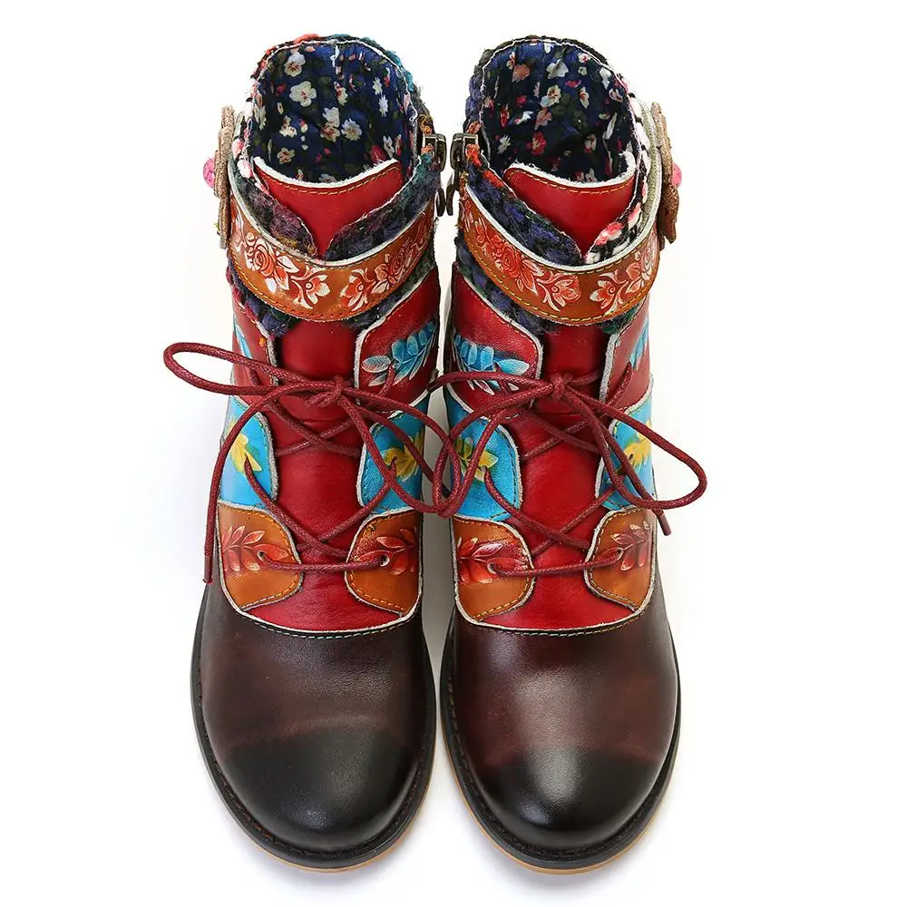 SOCOFY/удобные разноцветные шерстяные ботинки из натуральной кожи на молнии со шнуровкой на плоской подошве; женская обувь; Botines Mujer; коллекция года
