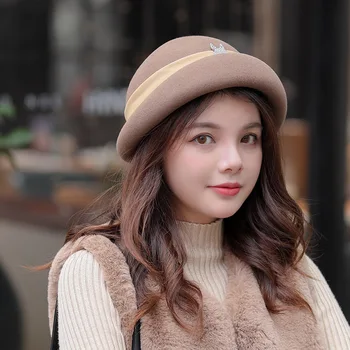 

Hat Lady autumn and winter big bow bow Beili hat Korean fashion rabbit bright diamond versatile casual Beret