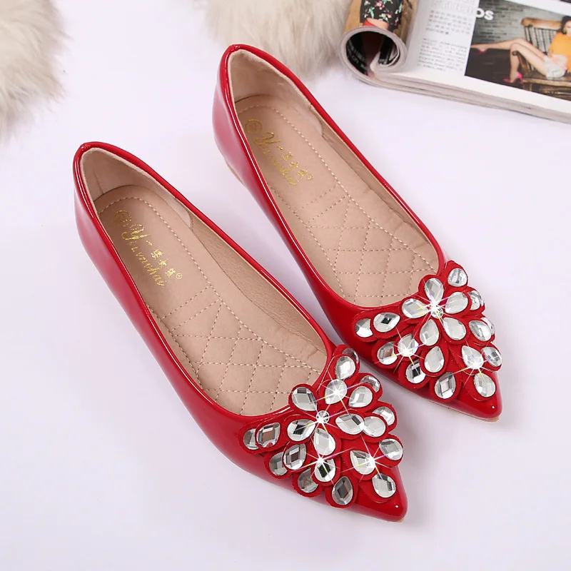 

Hot Selling Slanted Heel Single Shoes Pointed-Toe Flats Boat Shoes 2017 Spring And Autumn Moccosins Low-Cut Dancing WOMEN'S Shoe
