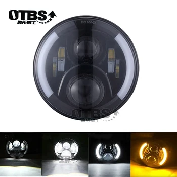 

2pcs 7'' LED Headlight with DRL Halo Round Headlights For Jeep JK VAZ 2121 Lada Niva 4x4 7" LED Headlamps with Amber Turn Signal