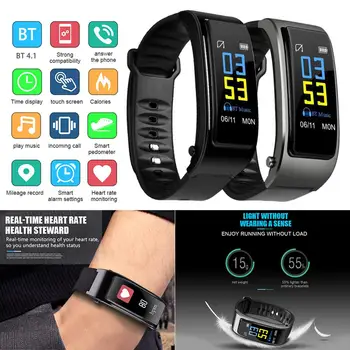 

New Smart Watch Men Women Heart Rate Monitor Blood Pressure Fitness Tracker Smartwatch Sport Watch for ios android + earphone AA