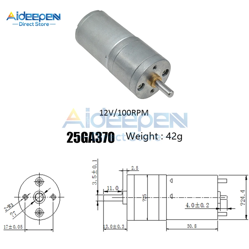 25GA370 DC 12V микро-металлическая передача двигателя Низкая скорость высокий крутящий момент 5/10/15/30/60/100/150/200/300/400/500/600/1000/1200 об/мин