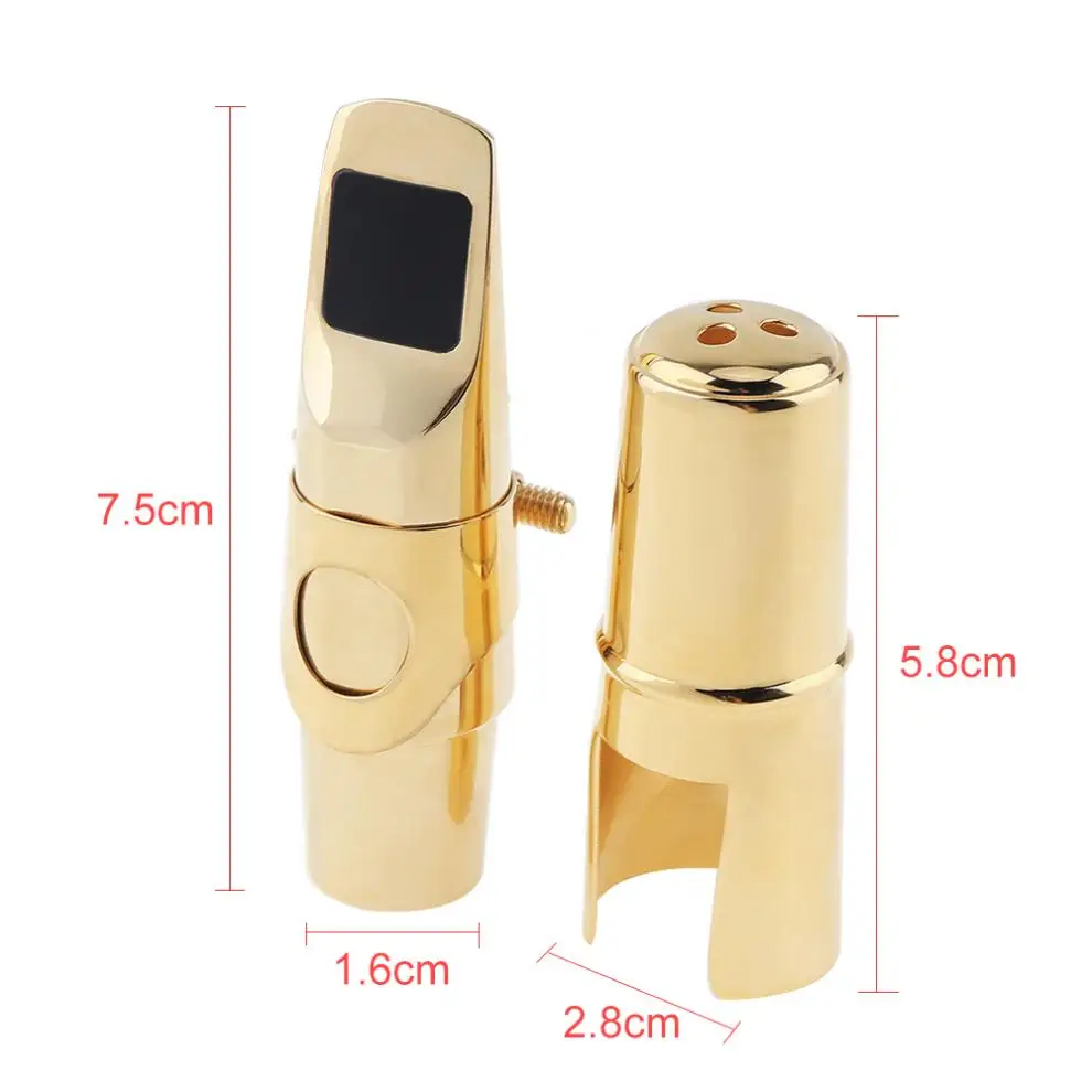 Soprano Saxophone Mouthpiece Gold Plated Sax Mouth Size 5C 6C 7C 8C for Classical Jazz Music with 2 Mouthpiece Cushions Hot