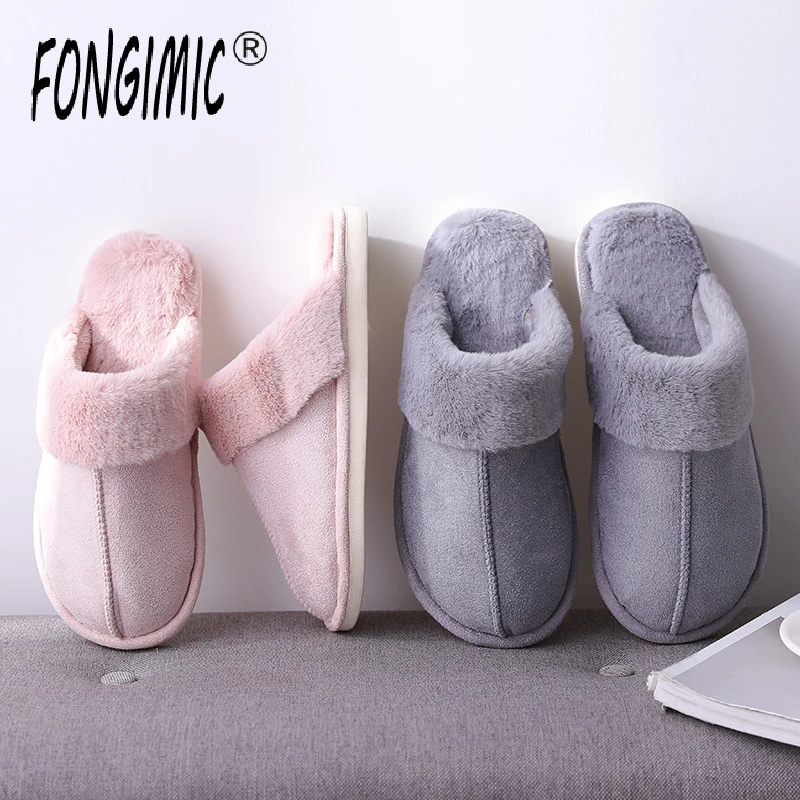 

Men and Women Couples Slippers Winter Two Color Burrs Rubber Adhesive House Thick Warm Indoor Cotton Slippers Home Slippers