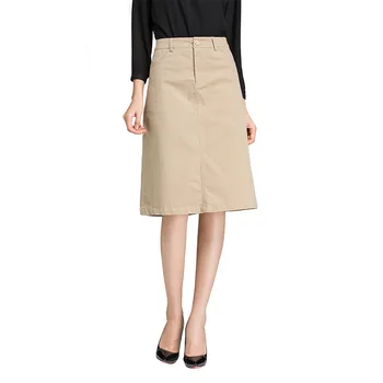 

2020 Women High Waist Summer Cotton Midi Skirt Saia Women A-Linen Hip Package White Skirt A-Linen Khaki Skirt Faldas Jupe Femme