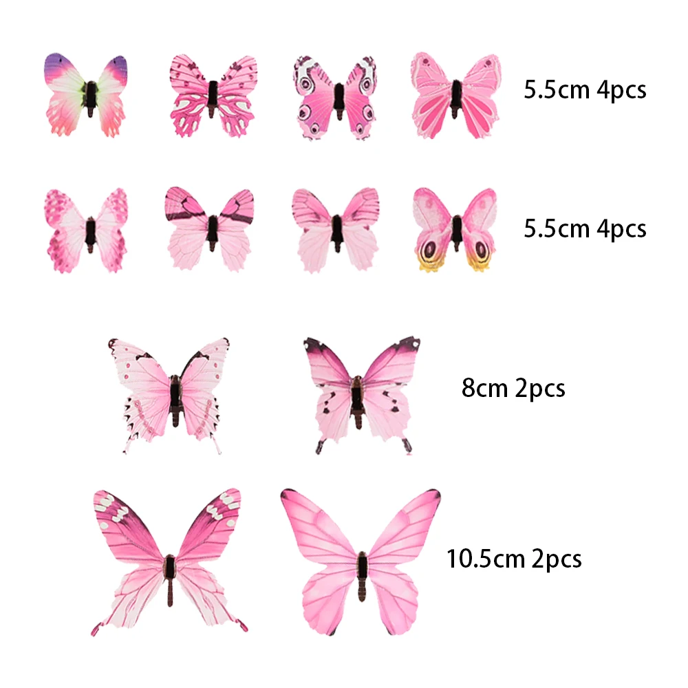 4 Sparkling Pink Butterflies Girls Butterfly Decorations Fairy Dust Bedroom  Butterflies 3d Flying Butterfly Wall Decals Pink Accessories 