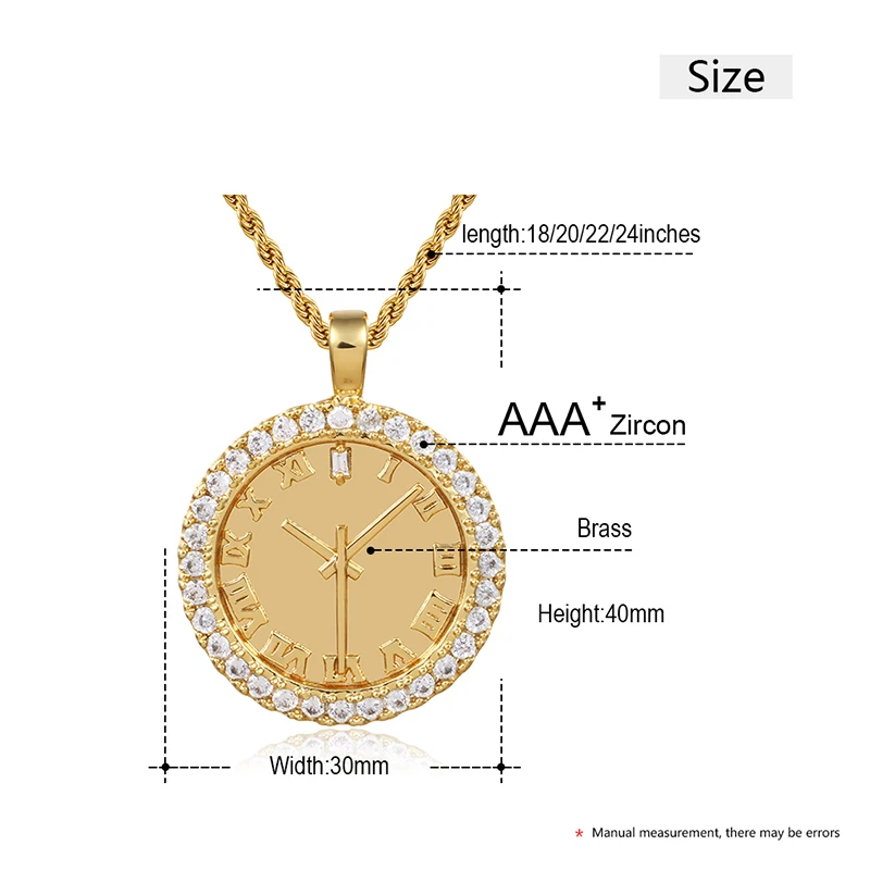 Персональный Циркон циферблат кулон хип хоп AAA CZ камни Bling Iced Out часы форма для мужской моды часы горный хрусталь ювелирные изделия подарок