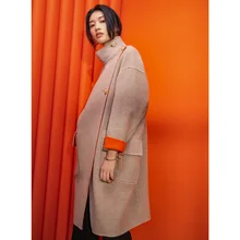 Winter Autumn 50% Cashmere Coat Alpaca Warm Winter Coat Women Long Wool Coat Office Lady Slim Female Overcoat Oversize Plussize