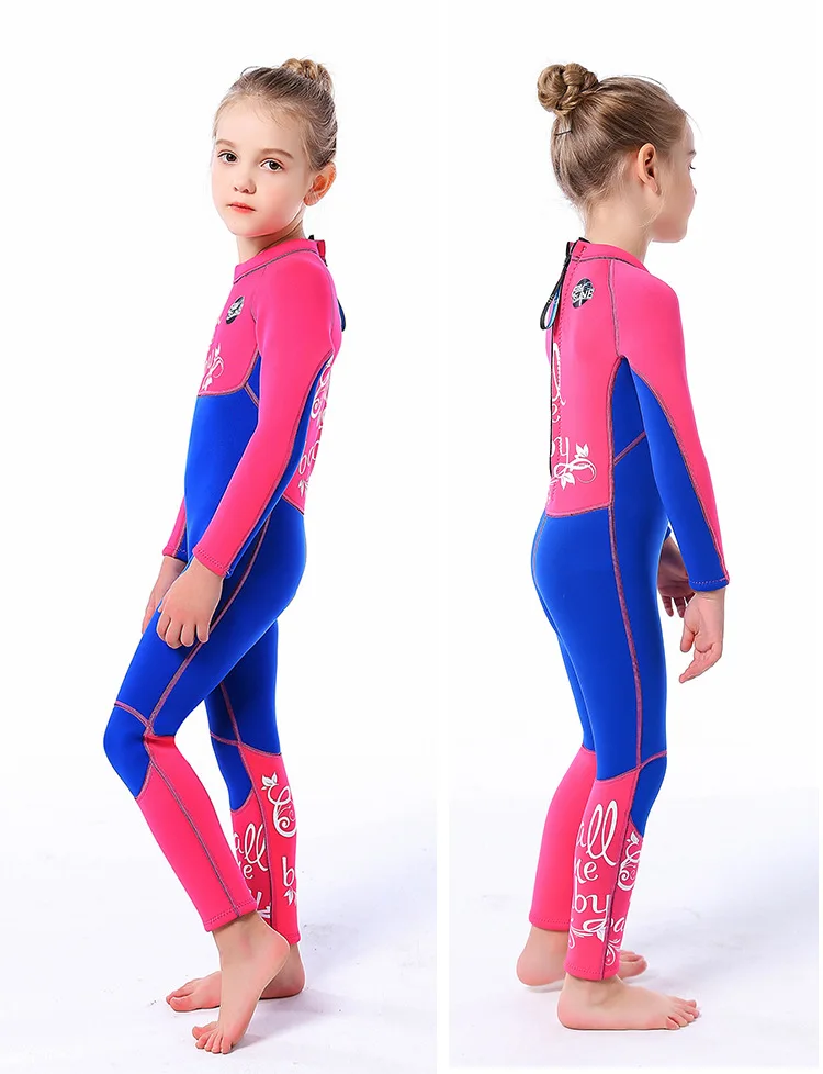Детский костюм для дайвинга с защитой от ультрафиолета, сохраняющий тепло, 3 мм, купальный костюм с длинными рукавами для детей, Цельный купальник для серфинга и подводного плавания для девочек