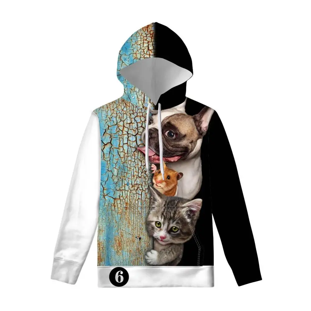 Толстовки Sudadera Mujer Harajuku с 3D принтом собаки кошки хомяка, женские пуловеры, толстовка с капюшоном, Женская толстовка с длинным рукавом, толстовки больших размеров