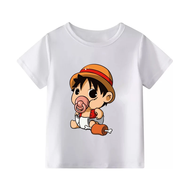 Luffy T shirt Casual Cotton One Piece Tshirt Homme O neck Streetwear Kids t-shirt Boys clothes anime Summer top tees