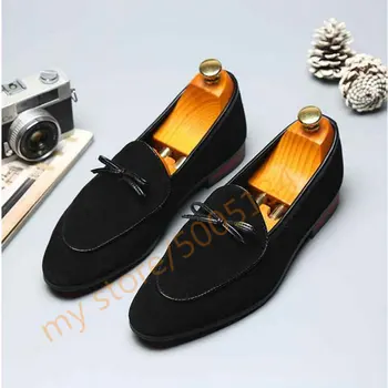 

Big Size 48 Italian Style Tassel Suede Handmade Formal Shoes Fashion loafers driving Casual Pointed Toe Leather Shoes A51-50