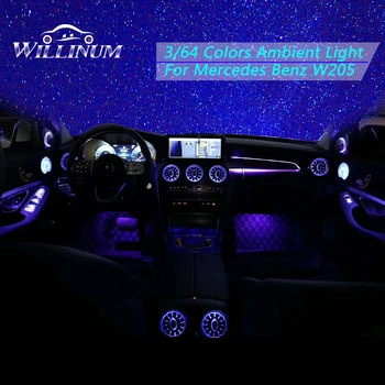 

Air Conditioning Light For Mercedes Benz W205 GLC C Class Car Turbine Air Outlet LED 3/64 Colors Ambient Light Vent Inlet Trim