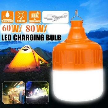

Market Light night light Waterproof 60W/80W 3 Light Mode Solar LED Bulb Lamp Solar Charge Emergency Night Outdoor Camping Home