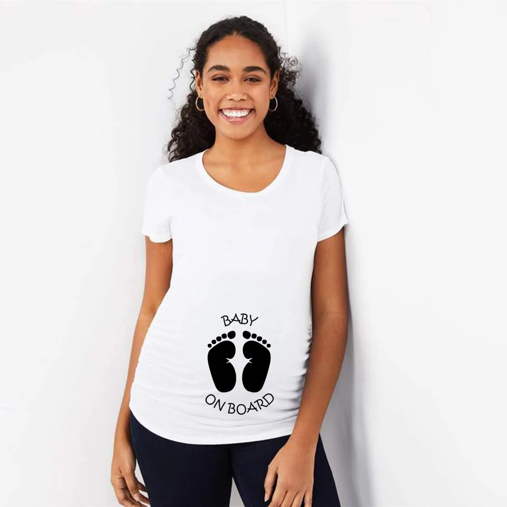 Детские Забавные футболки для беременных размера плюс, летняя модная одежда для беременных женщин, футболки с коротким рукавом для беременных