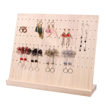 

Wood Jewelry Display Hanging Stand Rack for Stud Earrings Dangle Earrings Stand 120 Holes Solid Bamboo Wood Jewelry Holder