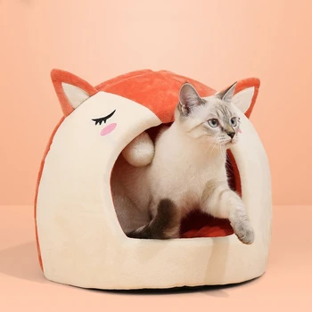 

Warm Cozy Pet Bed Dog Cat House Winter Sleeping Bag Portable Indoor Cave Nest Puppy Tent with Removable Cushion
