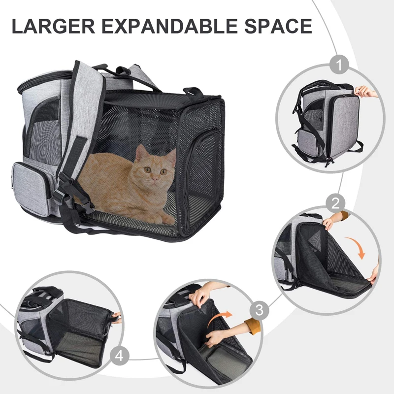 Cat Backpack, Expandable Breathable Airline Approved Pet Carrier