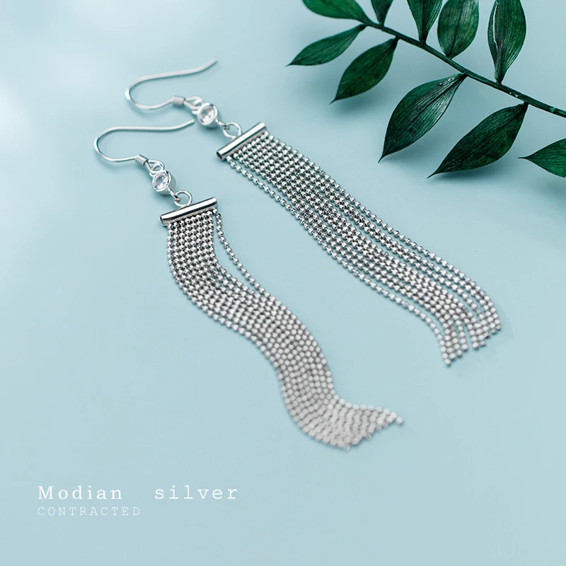 MODIAN мода мульти Слои Длинная цепочка бусы с кисточками женские серьги подвески 925