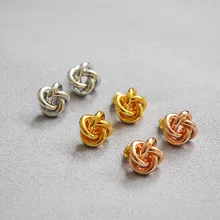 Европейская и американская мода изысканная индивидуальность Темперамент Джокер латунный Узел Цветы простые ежедневные серьги женские