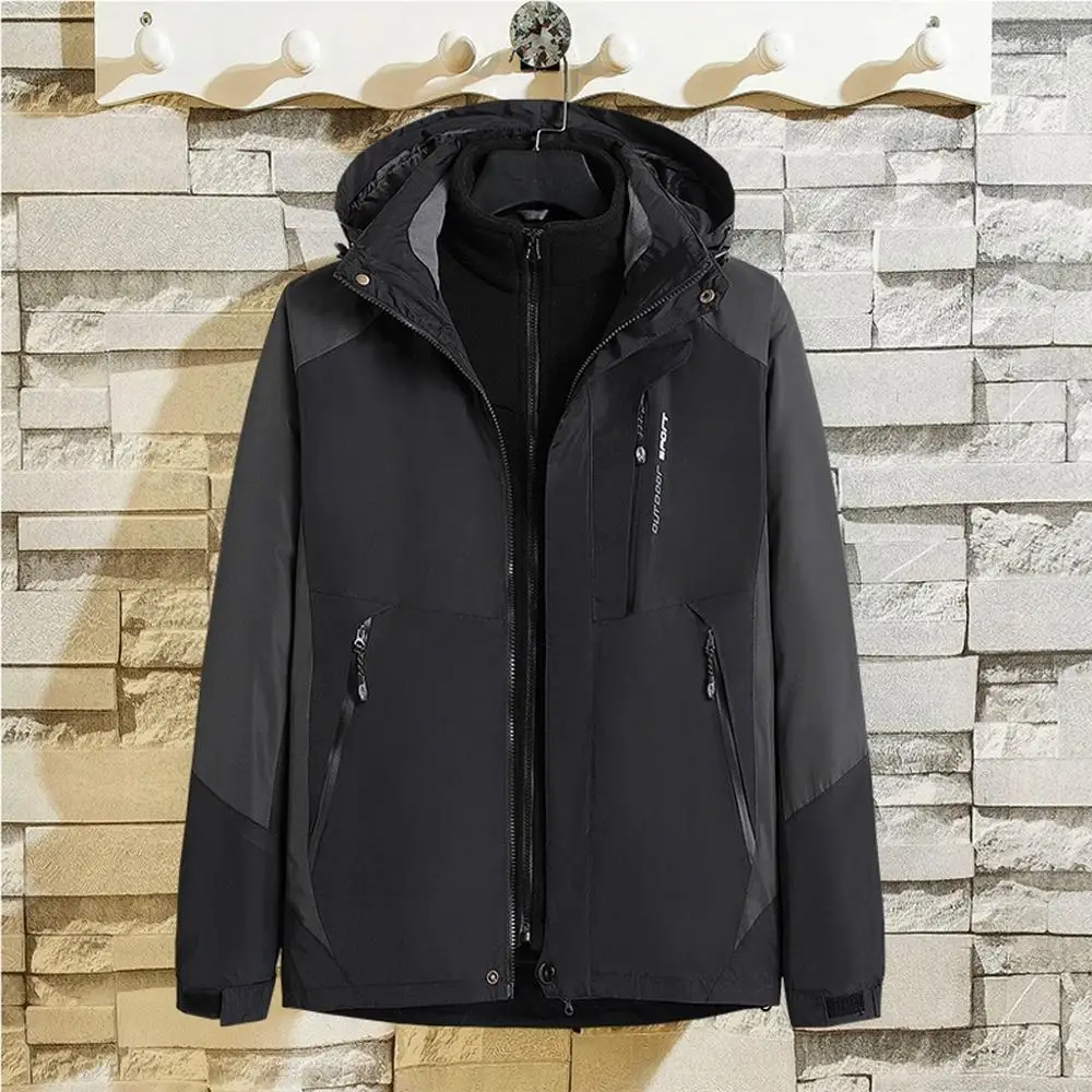 

Men's Waterproof Hoodie Coat Detachable Breathable Sport Outdoor Coat Jacket Stand Collar Zipper Jacket Clothing