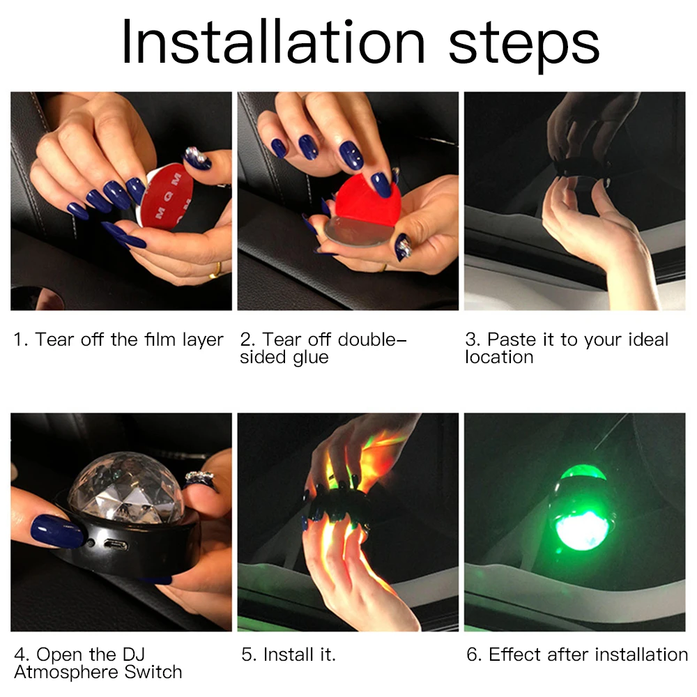 Universal Mini Car SUV Interior RGB LED Music DJ Disco Atmosphere Light With Magnetic Base USB Charger 5V Car Interior 5