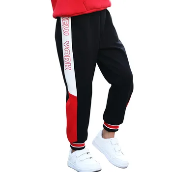 

Fashion Thicken Boys Pants Patchwork Winter Warm Plus Velvet Pants Girls 2019 New Kids Trousers Children Sport Pants 4-13 Years