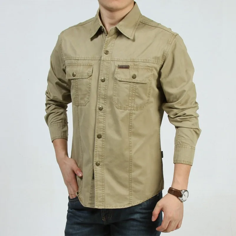 Tanie M 6XL mężczyzna dorywczo koszula z długim rękawem jesień wojskowa męska koszula biznesowa regularna marka pole Jeep mężczyźni wąska odzież Plus rozmiar