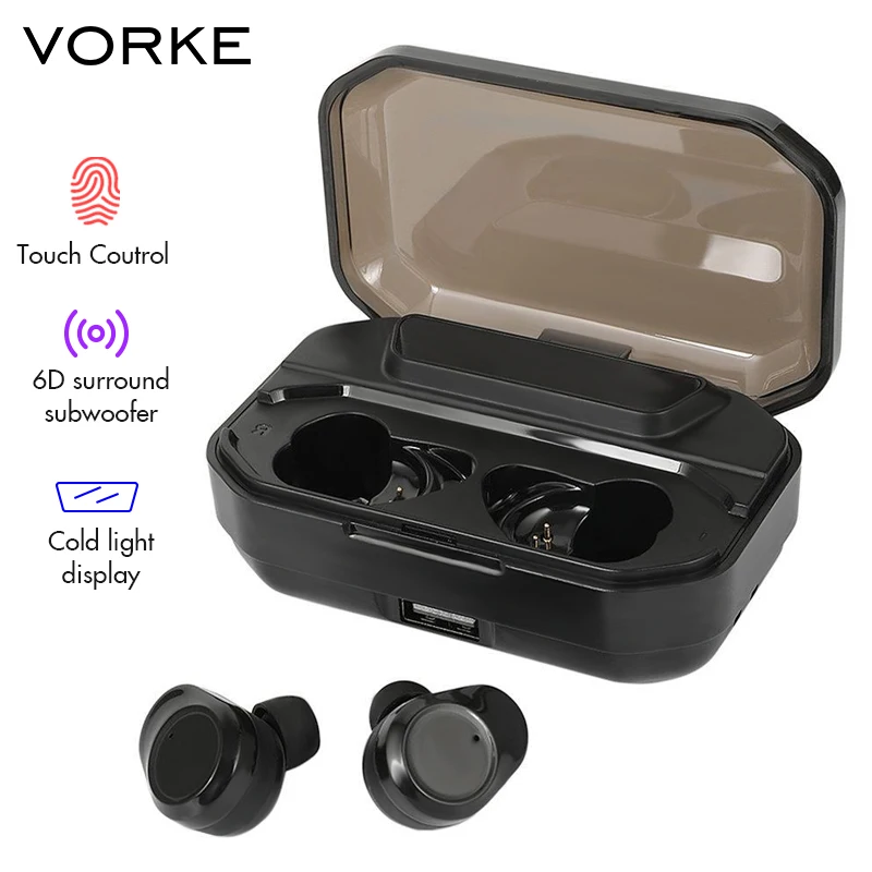 Vorke T2 TWS наушники Bluetooth 5,0 IPX6 тяжелый бас наушники сенсорное управление с зарядным устройством 3300 мАч светодиодный дисплей внешний аккумулятор