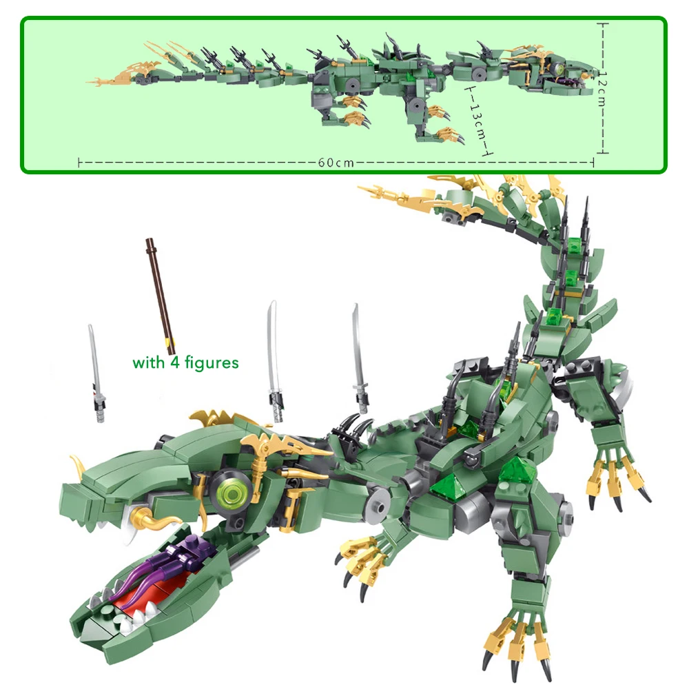 Летающий зеленый ниндзя-Дракон Mecha совместимый Ninjagoes 70612 набор миньфиг фигурки DIY строительные блоки игрушки для детей Подарки для мальчиков